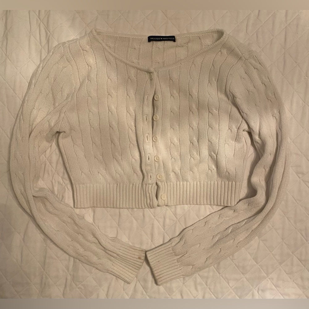 Brandy Melville white Long Sleeve Crop-top.